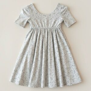 Remie Girl Pocket Twirl Dress Bunny Print Ecru Girls 3 Easter Spring